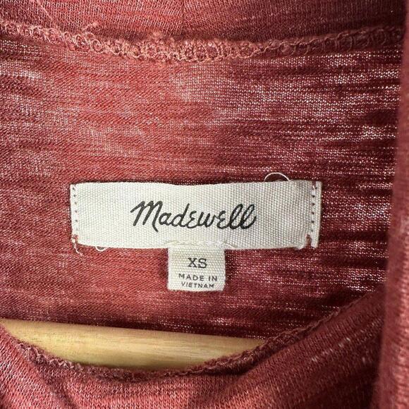 XS Womens Madewell Boxy Long Sleeve Turtleneck Top In Burnished Mahogany Red - Picture 3 of 4